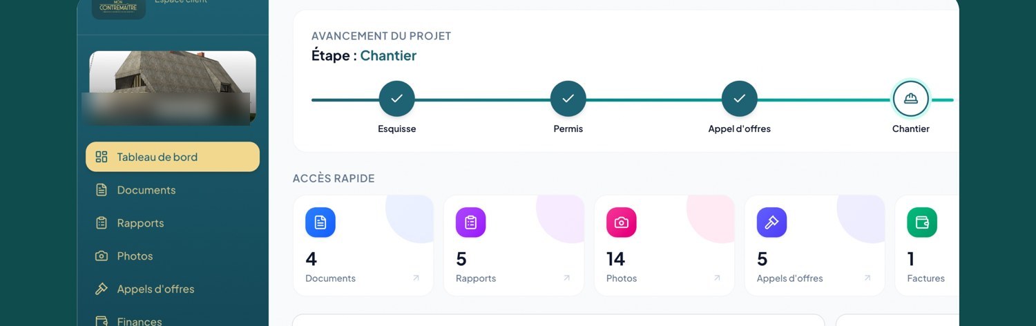Suivez votre chantier en temps réel avec votre espace client
